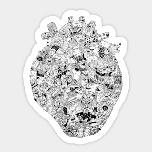 “Heart Faces” Anatomical Heart Cartoon Drawing Sticker